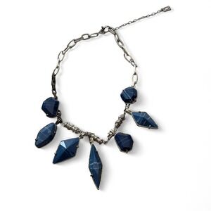 Kenneth Cole New York Blue & Silver Chunky Statement Necklace
